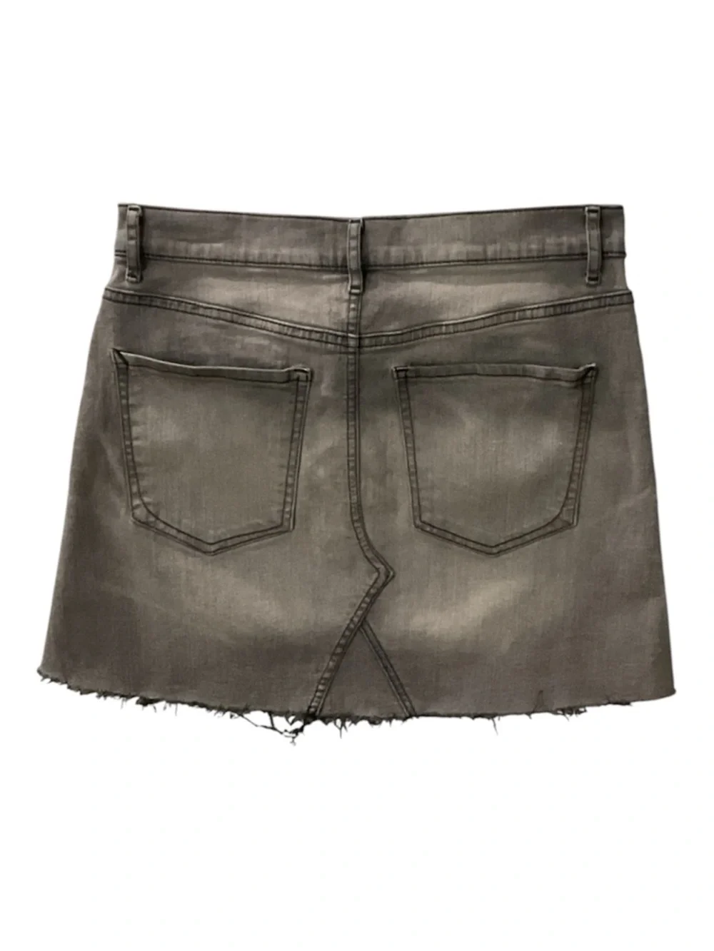 Express Black Distressed Denim Mini Skirt Raw Frayed Hem Stretch Size 4